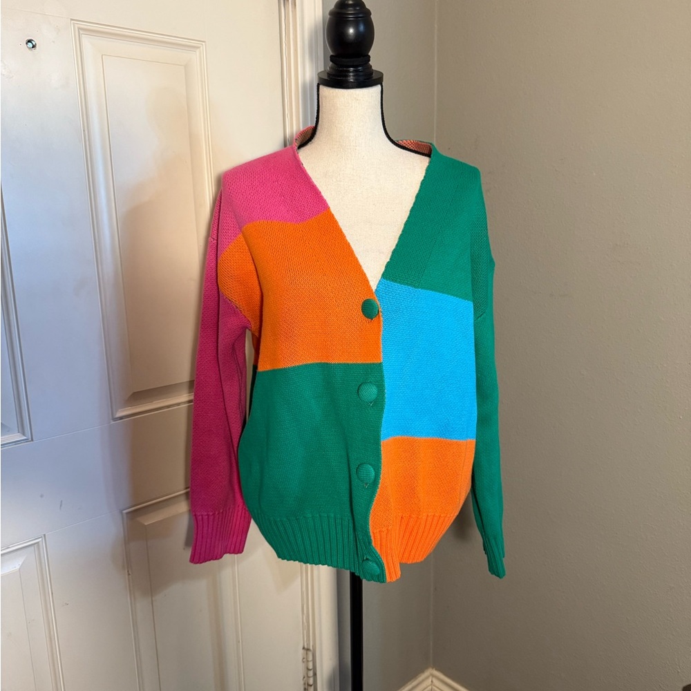 GREY LAB Colorblock Women's Cardigan Sweater